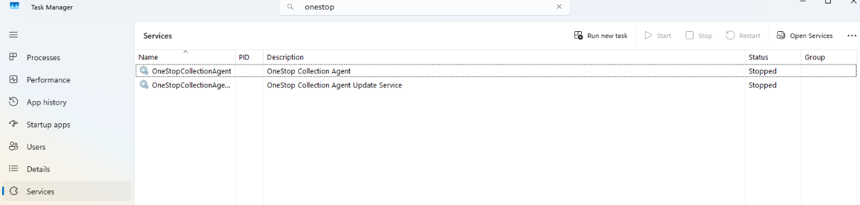 Windows services running for print agent